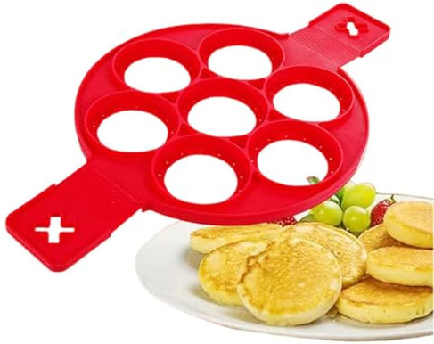 GXGM Silikon Pfannkuchenform Antihaft - 7-Loch Omelett Form für Eier, Käse - Nonstick Ei Ring für Pfanne