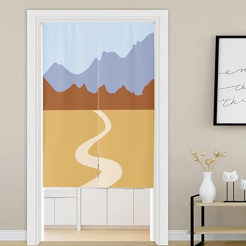 Türvorhang Brauner Senf Gelb Küchenvorhänge Polyester Raumteiler Vorhang Waschbar Vorhänge Kurz Küchenvorhang Langlebig Fliegenvorhang Terrassentür tür Vorhang Verdickung Vorhang Tür 90x200cm