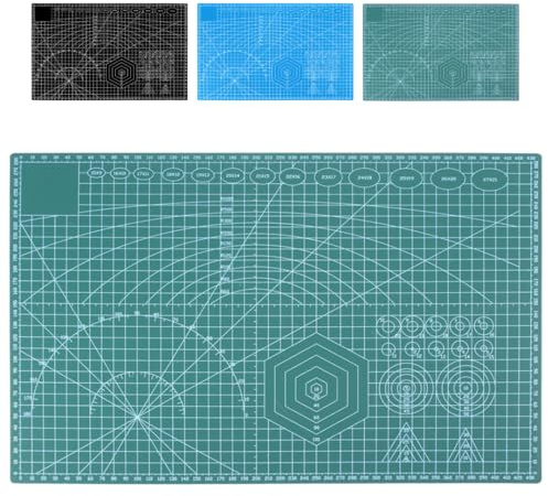 Dezain® DIY - Schneidematte A3 selbstheilend – Grün | Bastelunterlage mit Zentimeterskala – Schneideunterlage für Modellbau & zum Basteln – Beidseitig bedruckte Cutting Mat