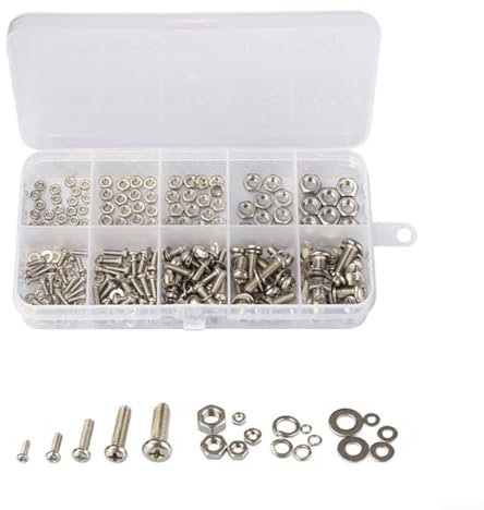 Zilimontt 320 Stück Edelstahl-Schrauben, Muttern, Bolzen, Sortiment, M2 bis M5 Hardware-Befestigungsset für elektrische Geräte, Automobil, Marine, Haushalt