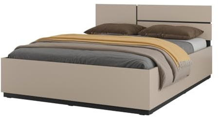 Meublorama Cama Habana 180x200 Beige y Negro con somier – Elegancia Suave y Confort XXL para tu dormitorio