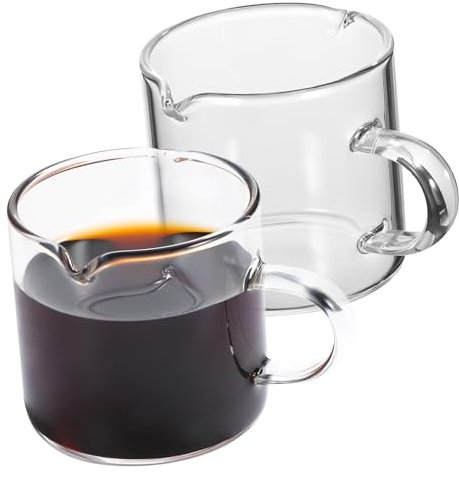 CIYODO Tazas De Espresso De Vidrio De Borosilicato Resistente Al Calor, 2 Unidades, Taza De Café Transparente Diseño De Doble Boquilla Para Uso Diario y Vertido Preciso