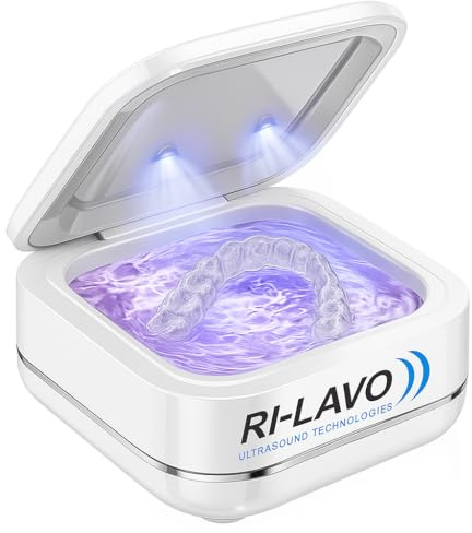 RI-LAVO ST-RI 180mW. Pulitore a Ultrasuoni Portatile | Compatibile con Invisalign e Apparecchi Dentali | 44kHz ± 2| 24W | Vasca 180ml in Acciaio Inox | Timer 3/6 Min | per Protesi