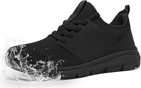 ZIGSAM Non Slip Waterproof Shoes for Men Slip On Work Trainers Food Service Restaurant Kitchen Chef Shoes Lightweight Comfort Walking Sneakers