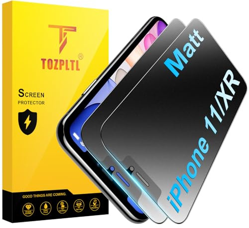 TOZPLTL für iPhone 11/XR Matt Panzerglas Sichtschutz, 28° Anti Spähen Full Screen Matte Schutzfolie, Blendschutz, Anti-Fingerabdruck Privacy Displayschutzfolie, 2 Stück