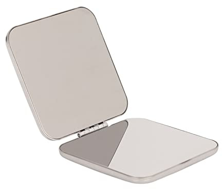 Sorandy Taschenspiegel, Kompakt, Edelstahl, Doppelseitiger Kleiner Taschenspiegel für Make-up-Ausbesserungen Unterwegs für Reisende, Material: Edelstahl (Quadrat)