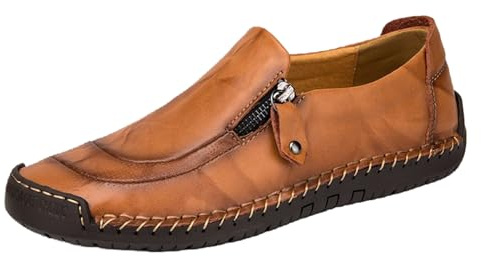 Zapatos casuales tradicionales para hombre. Botas de conducción hechas a mano de gama alta para viajes y actividades al aire libre., Braun2, 48 EU