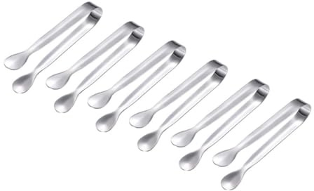 OKUMEYR Pinzas para Azúcar 6 Unidades Acero Inoxidable 304, Pequeñas 11 Cm, Resistentes sin Bordes Afilados, Ideales para Hielo, Aperitivos y Uso en Casa, Bar o Fiestas