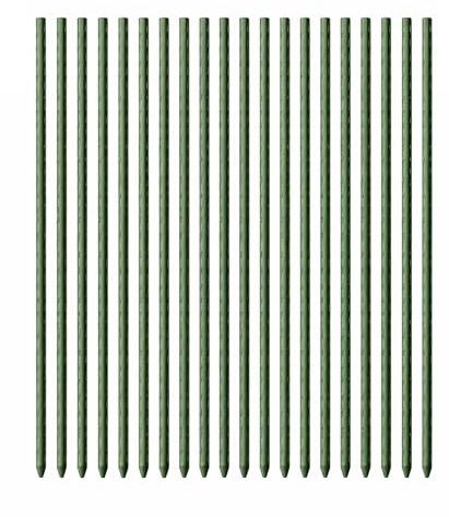 Toboli 20x Pflanzstäbe grün 120 cm Ø 11 mm Rankstäbe aus Metall und Kunststoff, Pflanzstangen für Tomaten und Kletterpflanzen