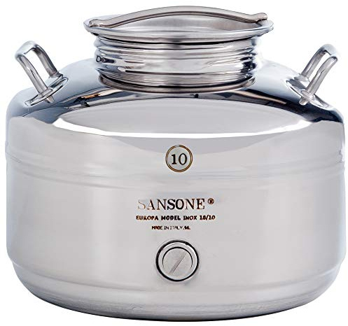 Sansone NSF Stainless Steel Water Dispenser Container with Spigot, 2.64 gallon jug (10 Liter)
