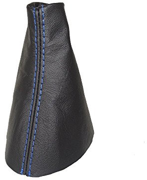 Schaltsack Schaltmanschette schwarz Leder blau Nähten
