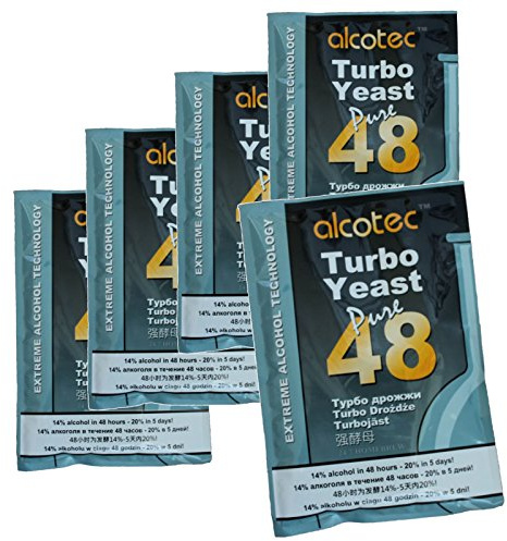 5x Alcotec 48 Pure Turbo Super Yeast Packets High Alcohol 20% Homebrew Vodka