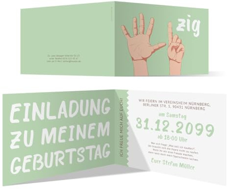 Kartenmachen.de 10 x Einladungskarten runder Geburtstag 60 Jahre Geburtstagseinladungen - Handzeichen