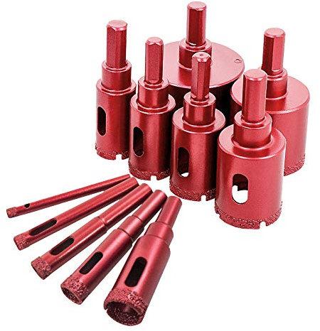 Meccion Coffret Scie Cloche Diamantés, Foret Trépan Diamant pour Carrelage/Verre/Marbre (6mm-50mm 11 Pièces)