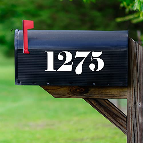 VWAQ Personalized Mailbox Numbers House Number Decals for Mailbox - CMB11 (White)