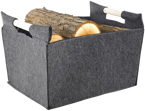 Kobolo Filzkorb Holzkorb für Kaminholz Allzweckkorb Filz 50x38x34 cm