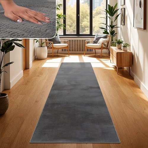 Paco Home Teppich Wohnzimmer Kunstfell weich waschbar modern elegant pflegeleicht Felloptik Uni Seidenglanz flauschig Hochflor, Grösse:60x90 cm, Farbe:Anthrazit
