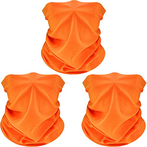 SATINIOR 3 Pcs Neck Gaiter Mask for Men Women UV Face Covering Sun Protection Windproof Bandana Scarf for Summer Outdoor(Orange)