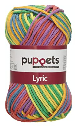 Puppets Lyric flerfärgad, styrka: 8 Presentation: 50G, löplängd: 70 m clown virkat garn