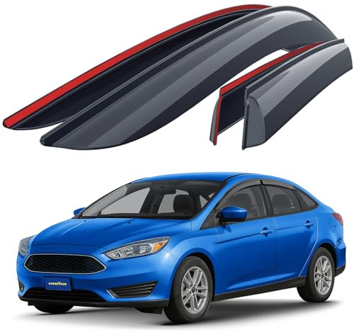 Goodyear Windabweiser für/kompatible mit Ford Focus III Sedan 2011-2018 - Stick-on Regenabweiser - Autofenster Regenschutz - Ermöglichen Frischluft - Waschstraßenfest - Einfache Montage 4 Set
