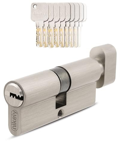 GERCAR Pro 1 juego de cilindros 45/45 con pomo y 5 llaves, 90 mm, 1 cilindro, longitud: 90 mm, A: 45 B: 45 mm, latón macizo mate