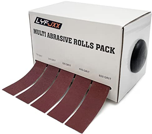 Schmirgeltuchrolle, 5 Körnungen Schleifpapierrollen, lange Schleifpapierrollen, Sortimentspack mit Spender für Holzbearbeitung, Metallpolieren, pro 150 240 320 400 600 Körnungen Schleifbänder 6 Meter
