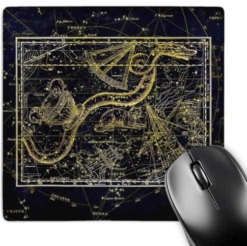 3dRose Retro Star Map. Constellation of Hydra, Sextans. Yellow Colors - Mouse Pads (mp-372477-1)
