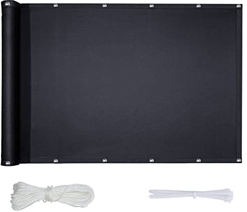 Balcony Privacy Screen, Balcony Cladding, 130 x 200 cm, Side Privacy Screen, No Drilling, Waterproof, Windproof, UV Protection for Garden, Patio, with Cable Ties, Rope, Dark G