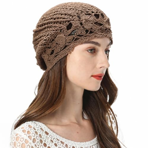 ZLYC Damen Sommer Strickmützen Handgemacht Häkelmütze Slouch Beanie Mütze | Baumwolle Atmungsaktives