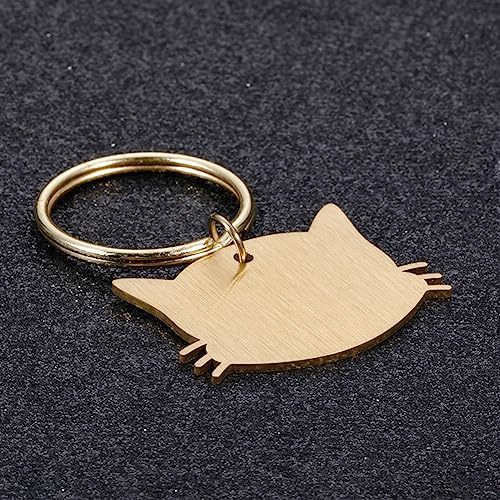 Katzenmarke mit Gravur - Personalisiert mit Name - Namensschild für Halsband - Cat Tag - Anhänger Marke für Katze (Gold, Klein (19x25mm))