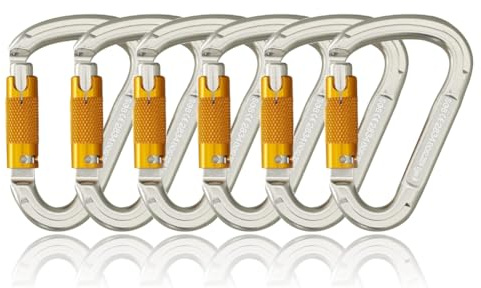 SOB Karabiner Kletterkarabiner Karabinerhaken aus Aluminium Schlüsselanhänger Karabinerhaken für hohe Beanspruchung mit Schraubsicherung zum Klettern, Abseilen, Hängematten