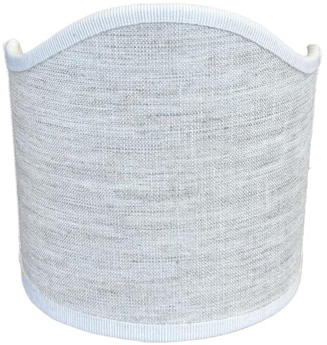 LUCECLASS | Ventilador medio pantalla clásico ventilador de lino 100% marfil y marrón interior PVC semitonda veletta semiluna pieza de repuesto lámpara de mesa (diámetro 25 cm casquillo E27)