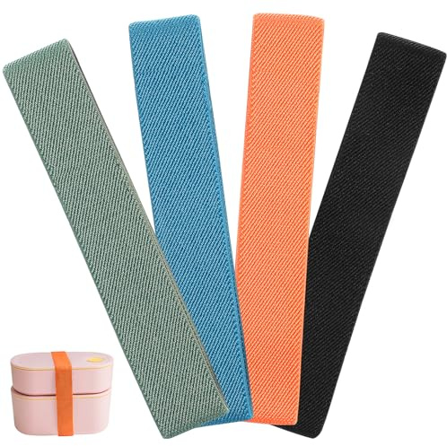 Cabilock Bento Box Straps 4 Pack Elastic Lunch Box Bands for Food Container with High Elasticity and Ergonomic Design Suitable for School Outdoor Picnic Use 5.91In X 0.98In