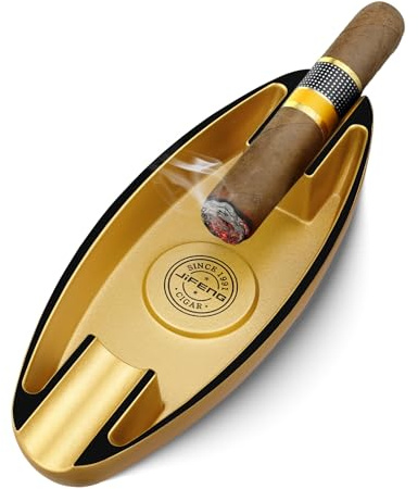 Cigar Ashtray for Men, 2 Holder Portable Travel Ashtray Unique Large Basin for Outdoor Patio Indoor Home and Office Use