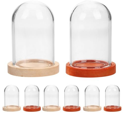 MAGICLULU Cupola Mini Vetrina di Rosa 10 Pezzi in Vetro Trasparente Base in Espositore per Fiori Candele Oggetti da Decorazioni Casa