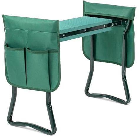 Simple Deluxe Garten-Kniebank und Sitz, Faltbarer Kniehocker mit dickerem Eva-Schaum-Pad, robuste Bank, mit Werkzeugtasche, Schürze, Geschenke für Outdoor-Gartenarbeit, Angeln, Grün