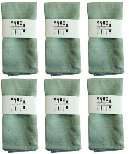 Servilletas de tela, juego de 6 servilletas de lino sostenibles, 40 x 40 cm, servilletas de lino lavables, para cocina, fiestas, cenas, cafeterías, restaurantes, color verde claro