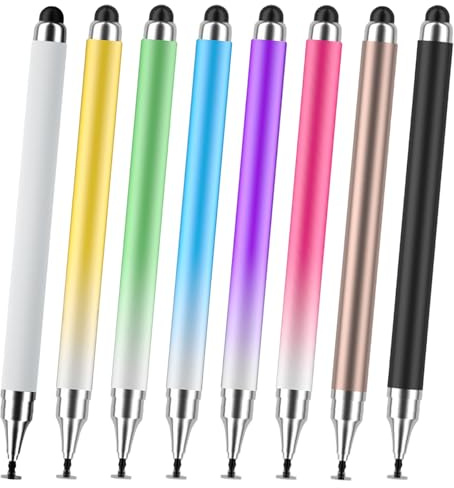AmberVec Stylus Pen for Touchscreen, Stylists Pens Compatible with iPhone iPad & All Touch Screens Devices: Tablets, Android, Laptop -[8 Pack]Black, Blue, Green, Pink, Purple, Rose Gold, White, Yellow