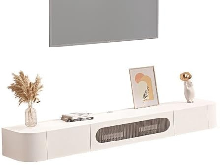 XRRJFYH Lowboard Hängend TV Schrank Holz TV Board Fernsehschrank TV Bank TV Cabinet Wohnzimmer Fernsehtisch TV Tisch (Color : White-Glass Door, Size : 160cm/63in)