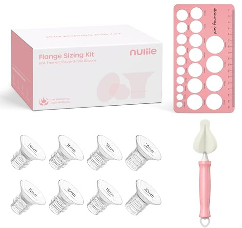 Nuliie Kit de taille de bride de 8 pièces 14/16/18/20 mm pour bride/bouclier de 24 mm de la plupart des pompes, brides en silicone pour tire-lait électrique Momcozy/Spectra, kit essentiel de pompage