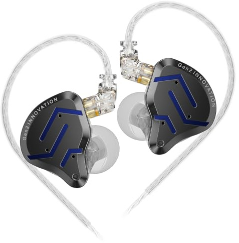 Yinyoo Monitor intrauricolari KZ ZSN Pro 2, auricolari cablati KZ con driver ibridi 1ba 1dd, auricolari in-ear per musicisti ad alta fedeltà con cavo antigroviglio per giochi