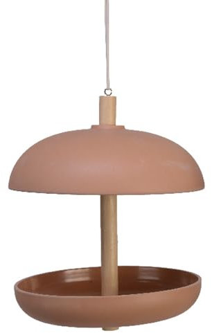 zeitzone Vogelfutterstation zum Hängen Bambus Vogelfutterspender m. Dach Farbe Terracotta