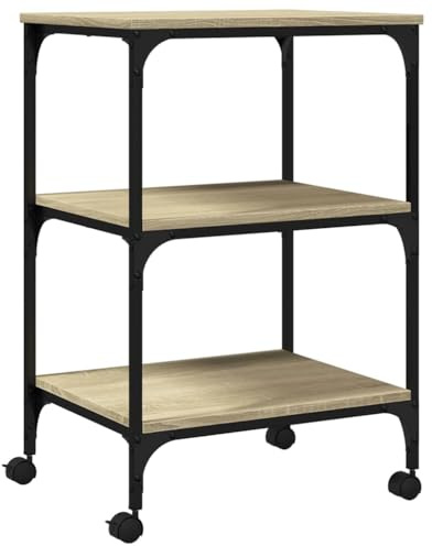 vidaXL Druckerständer 3 Ablagen Sonoma-Eiche 50x41x75 cm