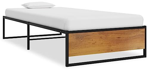 THOYTOUI Bettgestell, Polsterbett Bett Seniorenbett Metallbett Geeignet für Mehrbettzimmer Wohnung Gästezimmer Hotel Schwarz Metall 100x200 cm