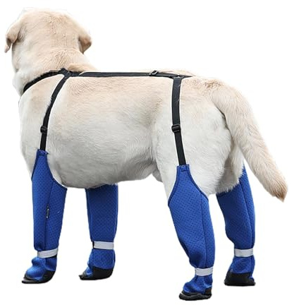 Generisch Strapsstiefel für Hunde, Wasserdichte Hundestiefel mit Hosenträgern, Anti-Rutsch-Schutz, Schmutzabweisend, Für Draußen und Im, Polyester-Baumwolle, Blau, S, M, L, XL