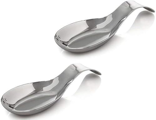 Kitchen Kemistry Inox Repose Cuillère pour Comptoir de Cuisine, Cuisine Porte-Ustensile pour Louches, Pince & Spatule, Repose Cuillère pour Travail Propre en Cuisinant- 20 x 7.5 cm, Lot de 2