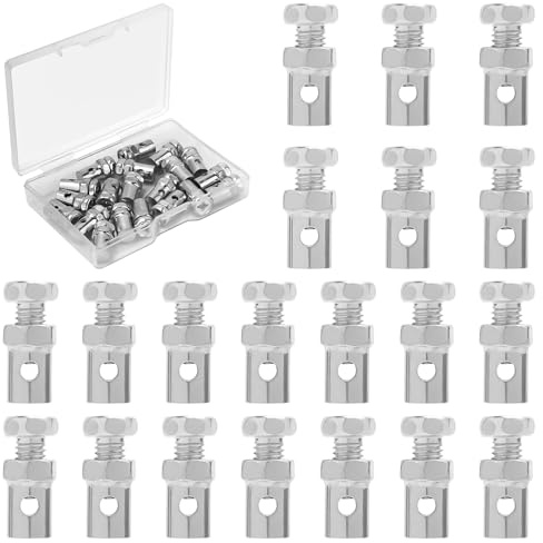 XIHIRCD 20pcs Universal 1/8 Throttle Brake Cable Ends, Premium Metal Go Kart Throttle Cable Stops Locks Kit Bike Bicycle Brake Cable Clamp Cap Practical Parts Accessories(Silver)