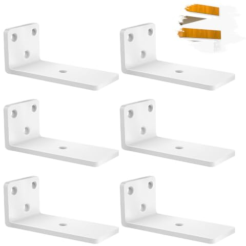 6 Pièces Supports D'étagère Flottants, Equerre Charge Lourde Avec Vis Et Ancrages Assortis, Equerre Etagere Murale Métal Pour Étagère, Capacité de Charge Maximale de 70kg (12,7cm, Blanc)