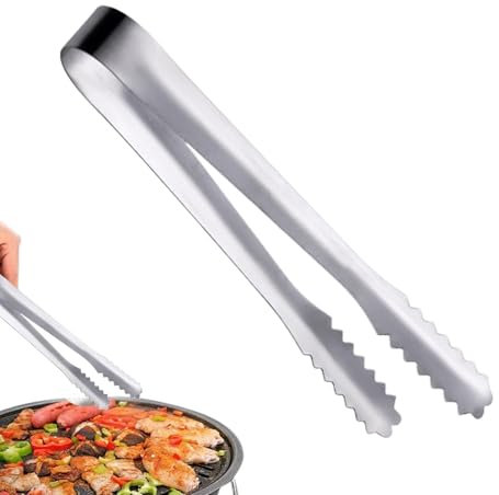 Pinze per salsicce - pinze per snack, pinze per cubetti di ghiaccio in metallo, pinze per zucchero da caffè in acciaio inox, con denti, utensili da cucina, pinze per servire verdure, insalata e torte