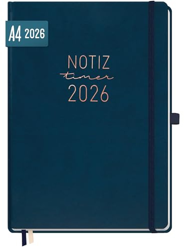 Häfft® Wochen-Notiz-Kalender 2026 A4 Nachtblau Buchkalender, Planer Notiz-Timer, Terminplaner, Wochenkalender, Organizer, Terminkalender mit Einstecktasche - nachhaltig & klimafreundlich